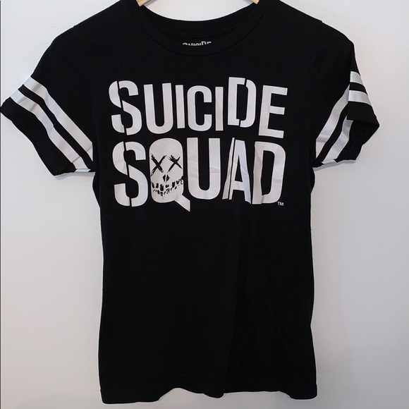 Black and white Suicide Squad jersey tshirt size L - Picture 1 of 9